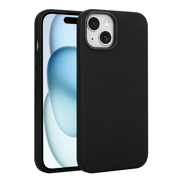 Apple iPhone 15 Kılıf M-Safe Şarj Özellikli Kumaş Tasarımlı Zore Miami Sert PC Kapak ürün görseli 1