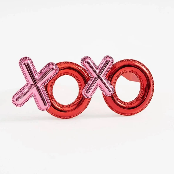 Kırmızı Renk Xoxo Yazılı Parti Gözlüğü 17x7 cm ürün görseli 1
