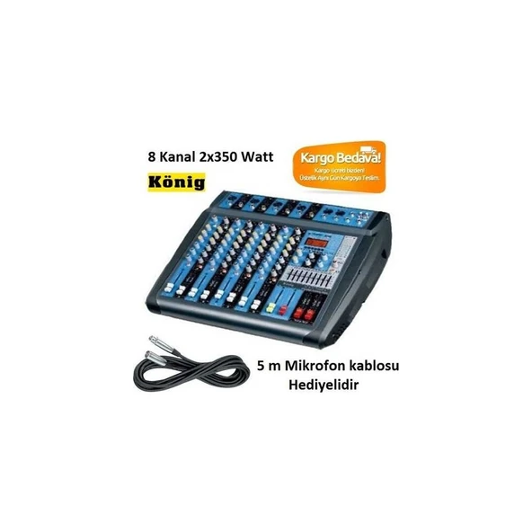 König Ka-8700P 2X350W 8 Kanal Power Mikser ürün görseli 1