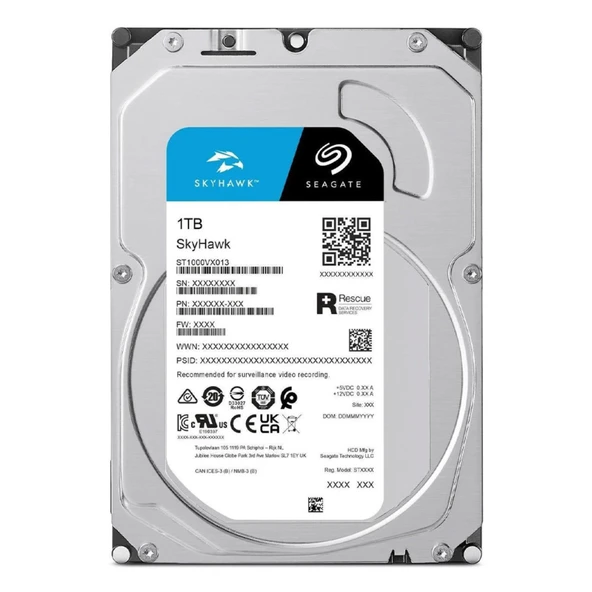 SEAGATE 3.5" 1TB SKYHAWK ST1000VX013 5400 RPM 256MB SATA-3 Güvenlik Diski Distribütör ürün görseli 1