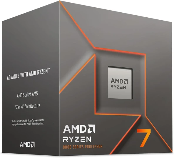 AMD RYZEN 7 8700F 24MB 8çekirdekli VGA YOK AM5 65w Kutulu+Fanlı ürün görseli 1