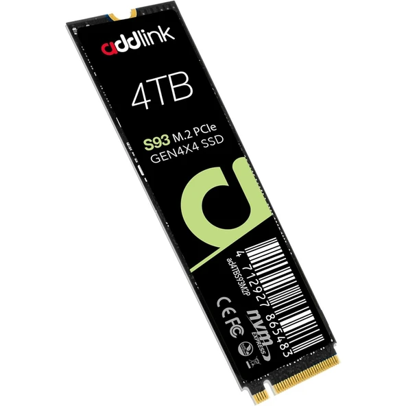 Addlink S93 4TB PCIe 4.0 M.2 Gen 4 Bellek Genişletme SSD, 7400 MB/sn'ye kadar, Dizüstü Bilgisayar, Oyun ve İçerik Oluşturucular için HMB Teknolojili Dahili Katı Hal Sürücüsü ürün görseli 1