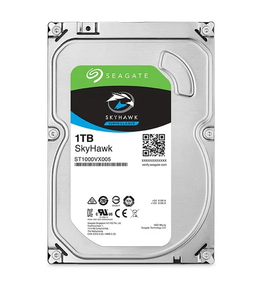 SEAGATE 1TB 3.5" SKYHAWK ST1000VX005 5900 RPM 64MB SATA-3 Güvenlik Diski ürün görseli 1