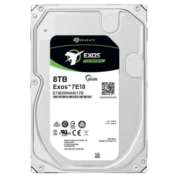 SEAGATE 3.5" 8TB EXOS ST8000NM017B 7200 RPM 256MB SATA-3 NAS ve Güvenlik Diski ürün görseli 1