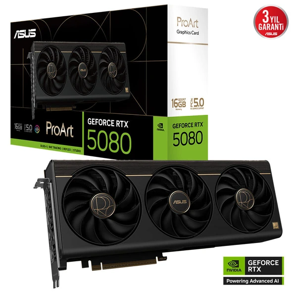 ASUS 16GB PROART RTX5080-O16G GDDR7 256bit HDMI DP PCIe 5.0 ürün görseli 1