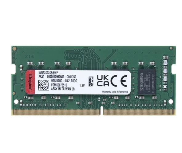 KINGSTON 8GB DDR4 3200MHZ CL22 NOTEBOOK RAM VALUE KVR32S22S8/8 ürün görseli 1