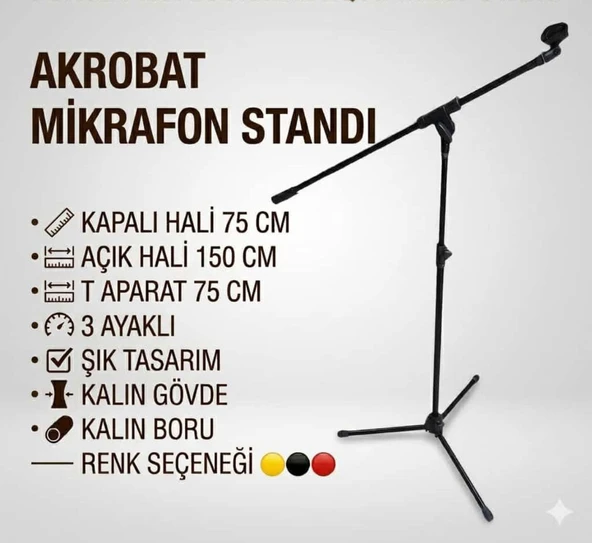 AKROBAT MİKRAFON STANDI EKER PERCUSSİON ürün görseli 1