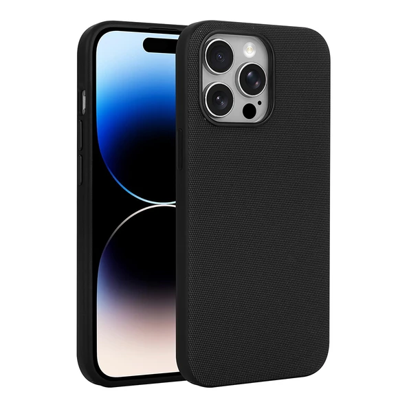 Apple iPhone 14 Pro Max Kılıf M-Safe Şarj Özellikli Kumaş Tasarımlı Zore Miami Sert PC Kapak ürün görseli 1