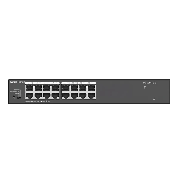 RUIJIE 16port REYEE GIGABIT Yönetilemez Switch Çelik Kasa RG-ES116G-L ürün görseli 1