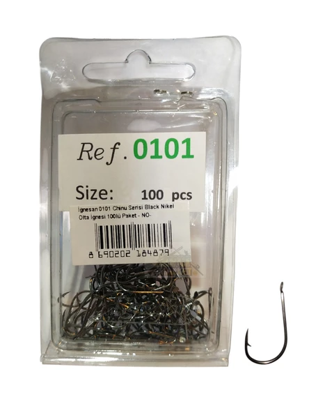 İğnesan 0101 Chinu Serisi Black Nikel Olta İğnesi 100lü Paket ürün görseli 1