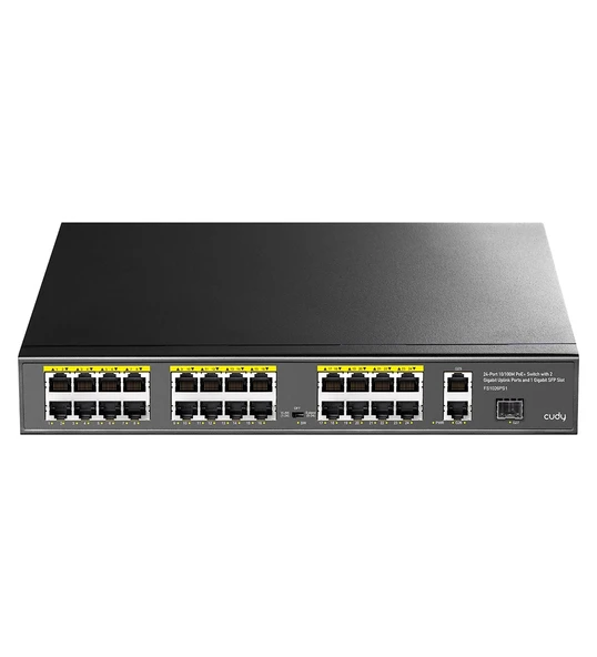 CUDY 24port PoE 300w 1-SFP 2-Uplink Gigabit Yönetilemez Switch FS1026PS1 ürün görseli 1