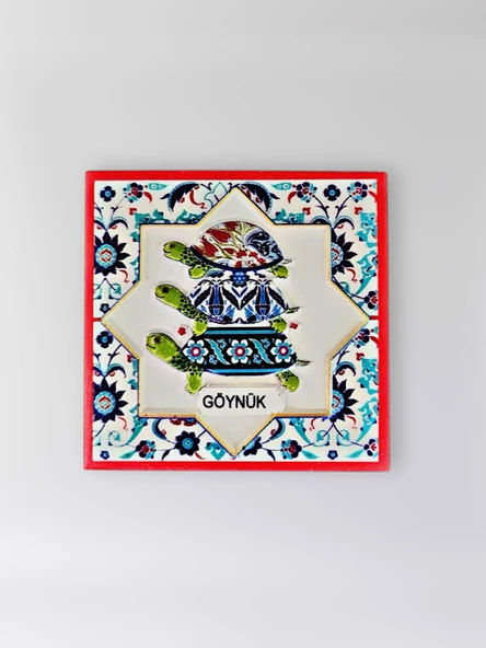 GÖYNÜK Temalı Polyester Kabartmalı Kaplumbağa Desen Magnet  7 x 7 cm – Dekoratif Hediyelik Buzdolabı Süsü  (kod:1161) ürün görseli 1