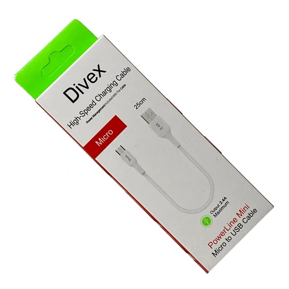 Divex 2.4A Micro USB to USB Hızlı Şarj Kablosu 25cm DC-150 ürün görseli 1
