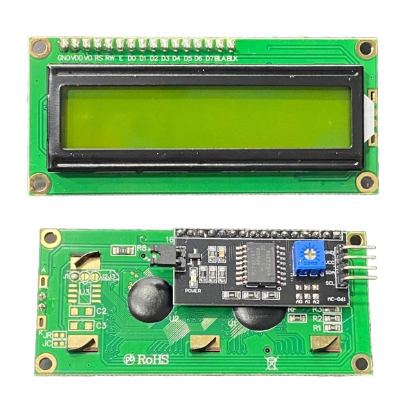 2x16 LCD - LCD1602 Yeşil Ekran + IIC/I2C Arayüz Modülü ürün görseli 1