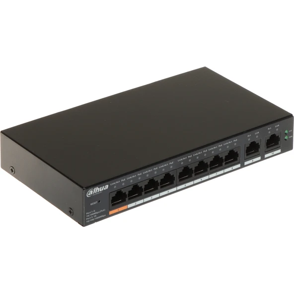 DAHUA CS4010-8ET-60, 8 Port, Megabit, PoE 60W, 2 Port Gigabit Uplink, Cloud Yönetilebilir, Switch ürün görseli 1