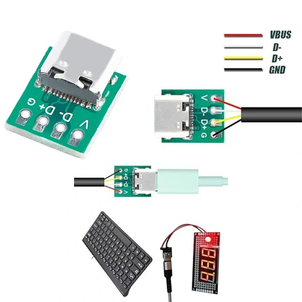 USB Type-C To 4 Pin DIP Çevirici - Type-C Modül Kartı - Resim 3