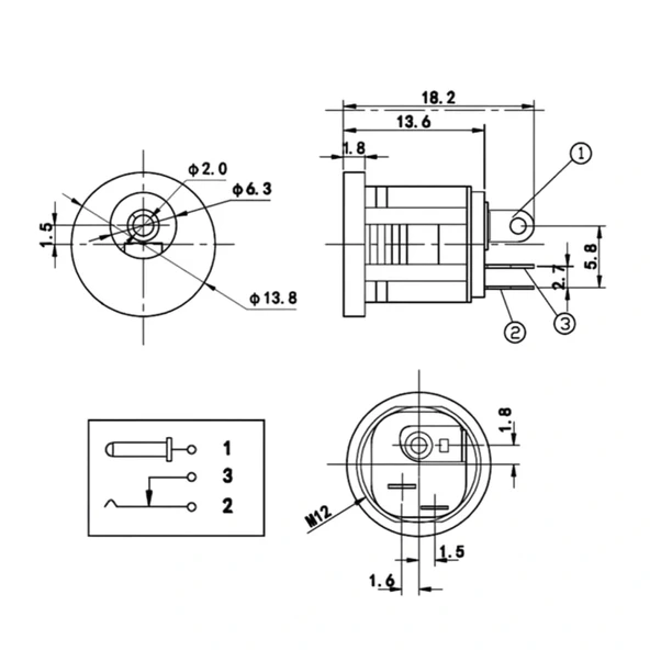 IC-257B DC Jak 2.1mm Geçmeli Tip - Resim 3
