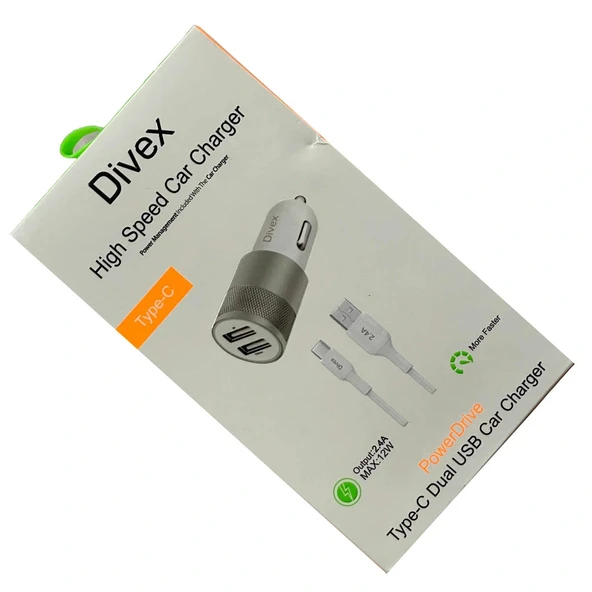 Divex 2.4 Amper 12W Dual Araç Şarj Cihazı Gri DA-302 ürün görseli 1