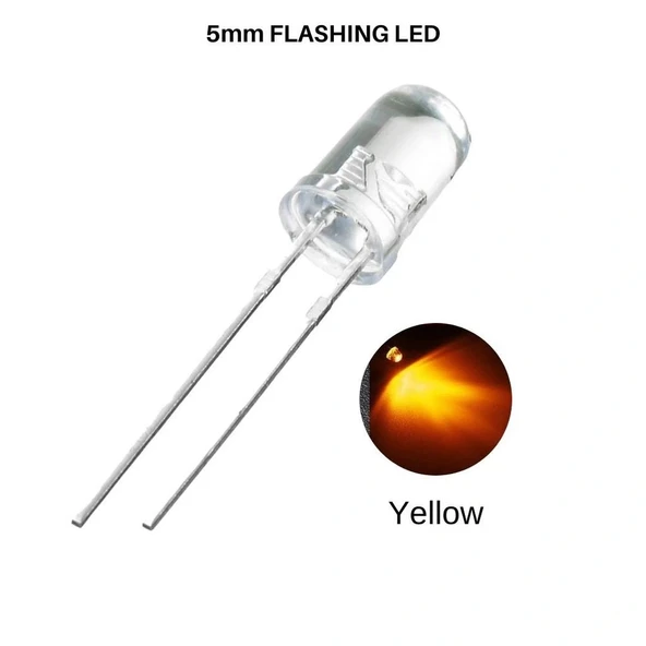 Flaşörlü LED Sarı 2 Bacaklı 5mm ürün görseli 1