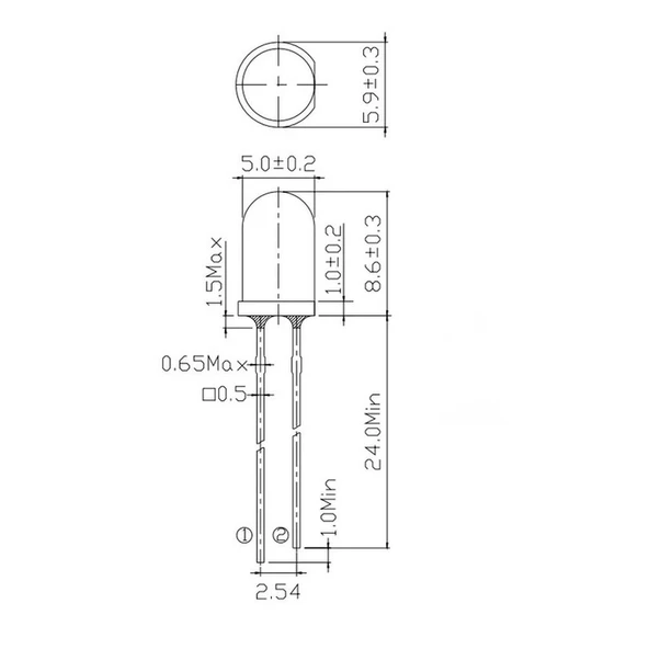 Flaşörlü LED Beyaz 2 Bacaklı 5mm - Resim 4