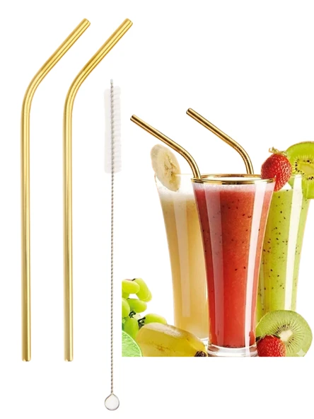 Mucit Home Gold 2 Li Paslanmaz Çelik Pipet + Temizleme Fırçası ürün görseli 1