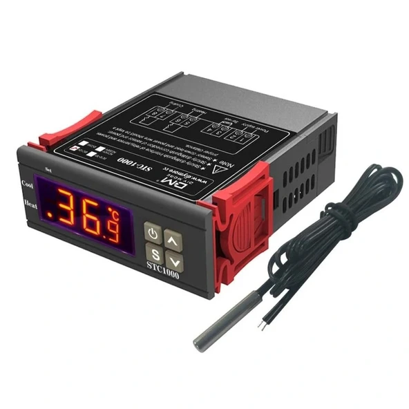STC-1000 12V DC LCD Ekranlı Problu Termostat Dijital Sıcaklık Kontrol Cihazı ürün görseli 1