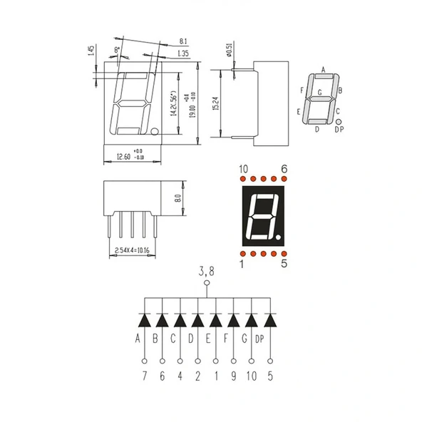 14 mm 7 Segment Display Ortak Katot 1 Digit - Resim 5