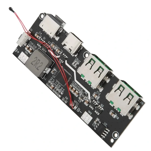Çift USB 5V 22.5W Ledli Micro Type-C Powerbank Hızlı Şarj Modülü ürün görseli 1