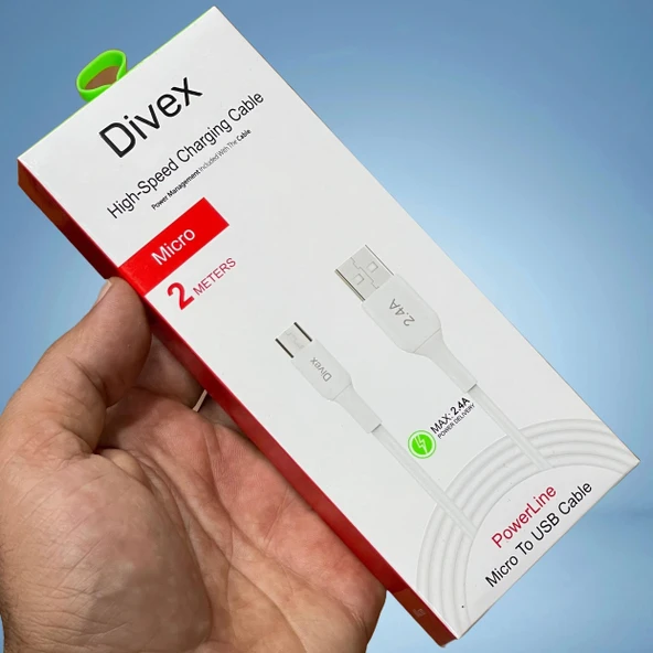 Divex 2.4A Micro USB Hızlı Şarj Data Kablosu 2 Metre DC-120 - Resim 2