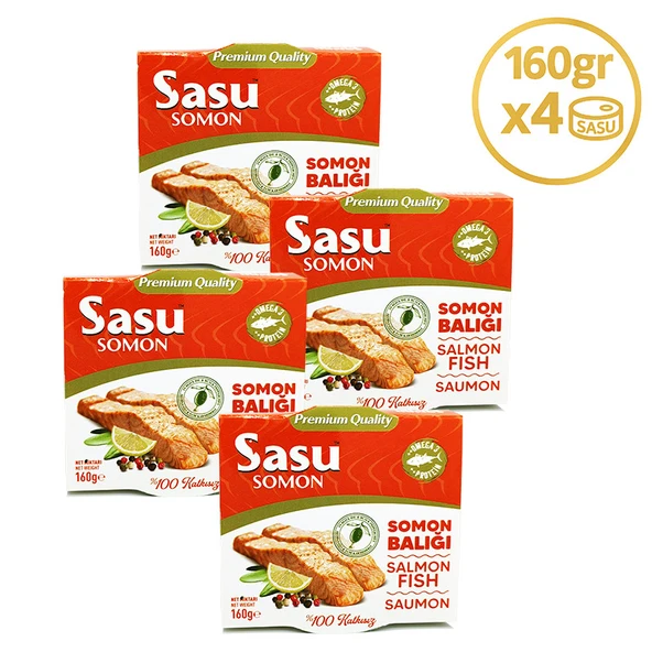 Sasu Zeytinyağlı Somon Balığı 4x160 gr Bütün Dilim ürün görseli 1