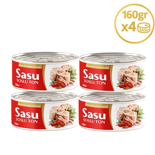 Sasu Kuru Domatesli & Soslu Ton Balığı 4x160G Bütün Dilim ürün görseli 1