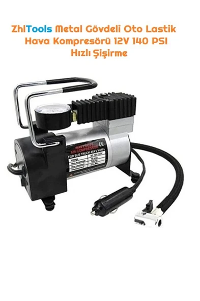 Zhltools Metal Gövdeli Oto Lastik Hava Kompresörü 12V 140 PSI Hızlı Şişirme ürün görseli 1