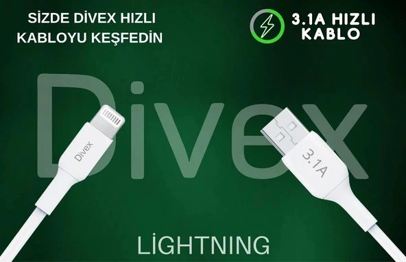 Divex 3.1A Lightning Hızlı Şarj Data Kablosu ürün görseli 1