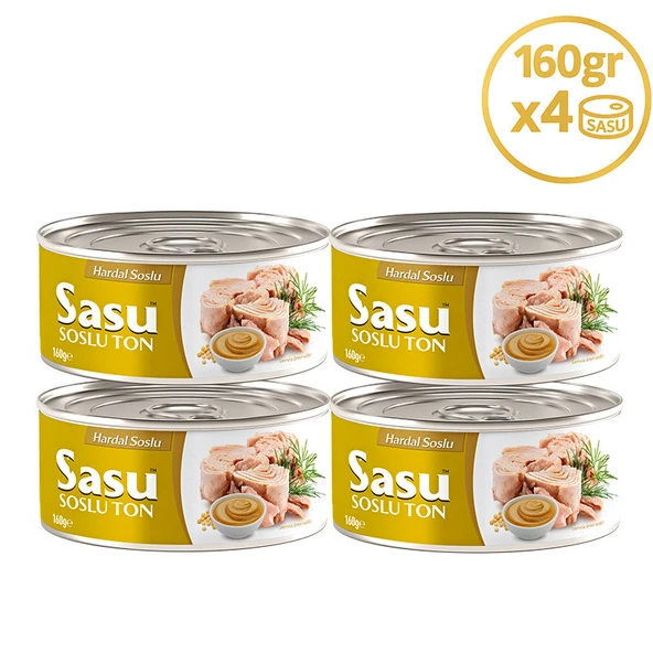 Sasu Hardal Soslu Ton Balığı 4x160G İri Parça ürün görseli 1
