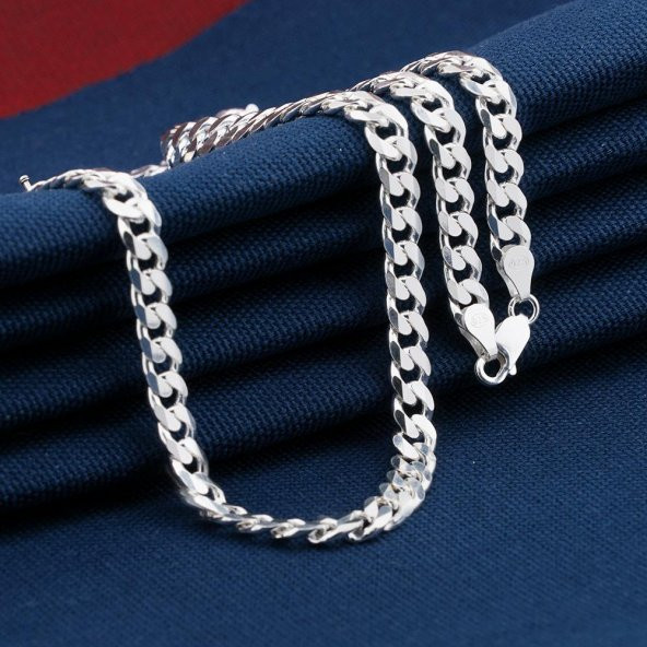 6 MM Gurmet 925 Ayar Gümüş Zincir Kolye ürün görseli 1
