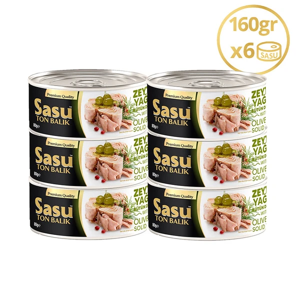 Sasu Zeytinyağlı Ton Balığı 6x160G Bütün Dilim ürün görseli 1