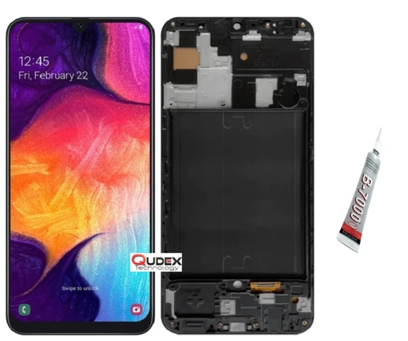 SAMSUNG A50,A505 OLED  Ekran Dokunmatik Çıtalı (SİYAH) B7000 YAPIŞTIRICI ürün görseli 1