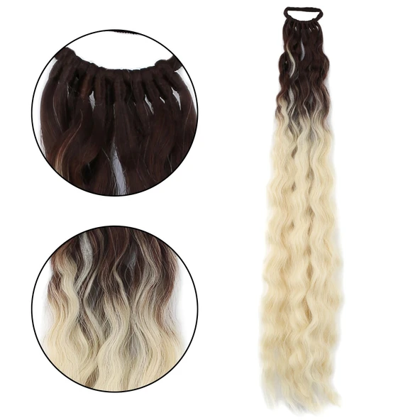 Lastik Tokalı At Kuyruğu Kabarık Afro Daalı / Kumral / Platin Ombre ürün görseli 1