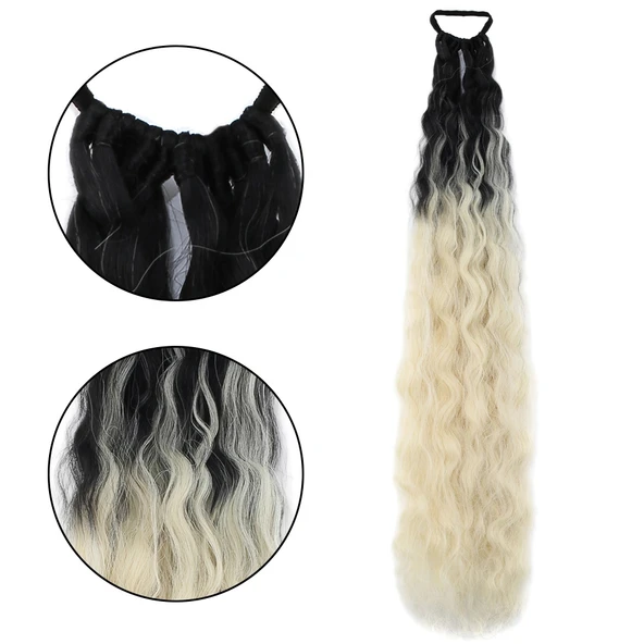 Lastik Tokalı At Kuyruğu Kabarık Afro Daalı / Siyah / Platin Ombre ürün görseli 1