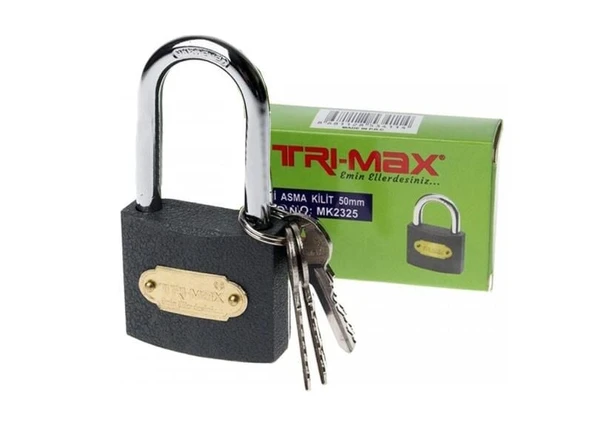 Tri-max Gri Döküm Uzun Asma Kilit 50 mm BAYTEC ürün görseli 1