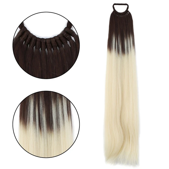 Lastik Tokalı At Kuyruğu Düz / Kumral / Platin Ombre ürün görseli 1