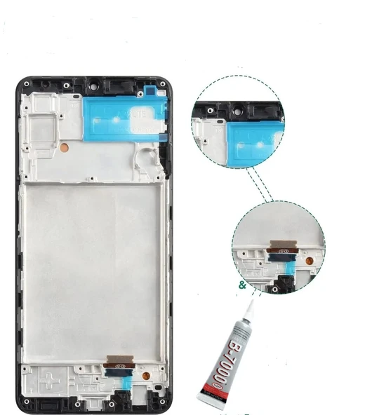 SAMSUNG A22 OLED  Ekran Dokunmatik Çıtalı (SİYAH) B7000 YAPIŞTIRICI ürün görseli 1
