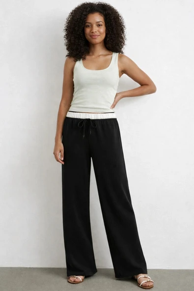 Bel Bantlı Wide Leg Rahat Pantolon ürün görseli 1
