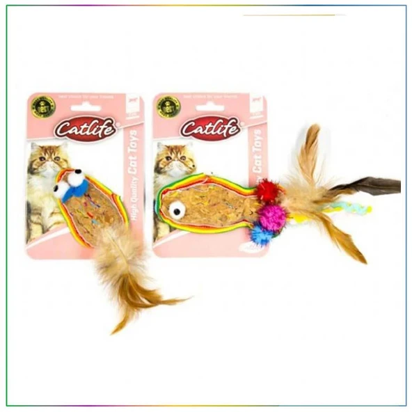 Catlife Meşe Mantarı Kedi Oyuncağı Renkli Püsküllü ürün görseli 1