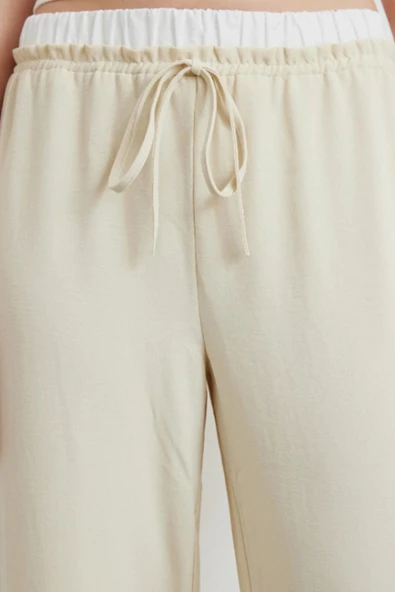 Bel Bantlı Wide Leg Rahat Pantolon - Resim 2