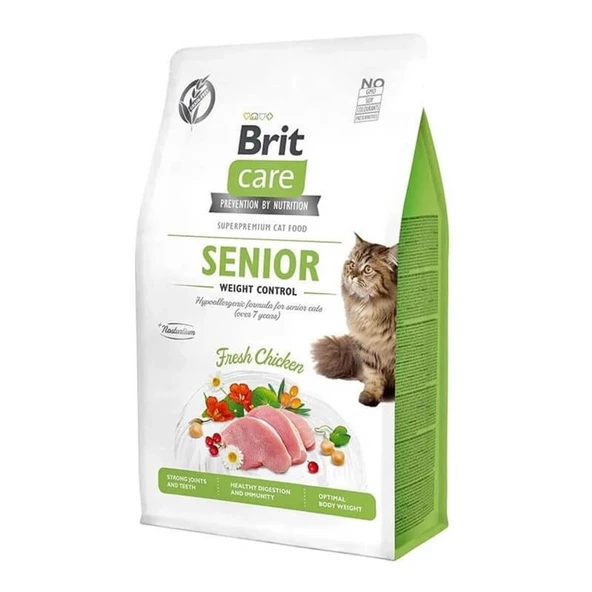 Brit Care Tahılsız Senior Weight Control Tavuklu Yaşlı Kedi Maması 2 kg ürün görseli 1