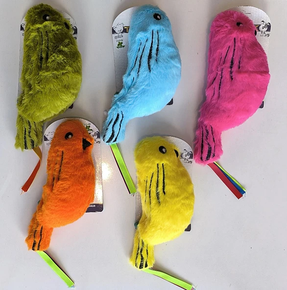 Catnipli Zilli  Peluş Kuş Kedi Köpek  Oyuncağı Çeşitli Renklerde 8 cm x 30 cm ürün görseli 1
