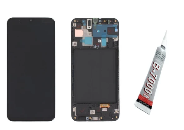 SAMSUNG A30,A305 ORGİNAL  Ekran Dokunmatik Çıtalı (SİYAH) B7000 YAPIŞTIRICI ürün görseli 1