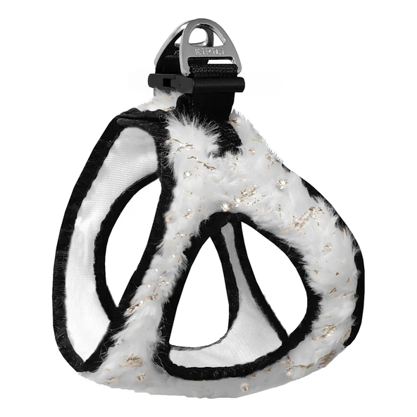 Üç Kilitli Simli Peluş Kedi Köpek Göğüs Tasması 20-24 cm -Small Beyaz ürün görseli 1