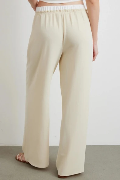 Bel Bantlı Wide Leg Rahat Pantolon - Resim 3